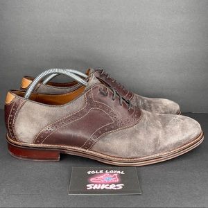 Johnston & Murphy Men's Brown Suede Sheepskin Derby J&M FLEX Dress Shoes Sz 11M.